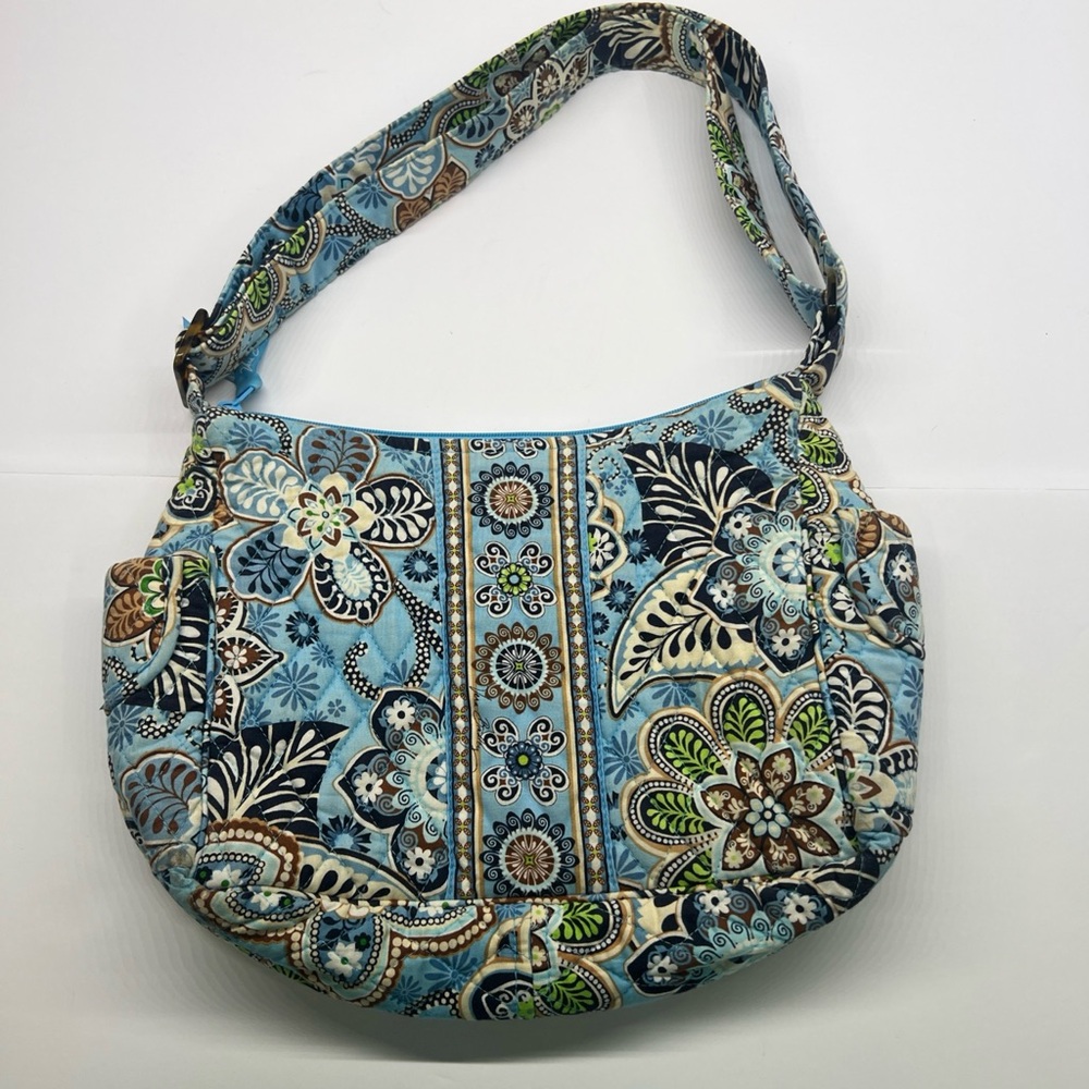 Vera Bradley Blue and Brown Shoulder Bag with Paisley Print